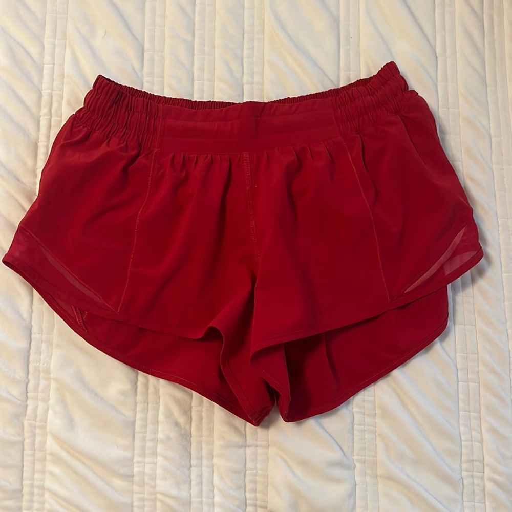 Red Lululemon Hotty Hot Shorts 2.5